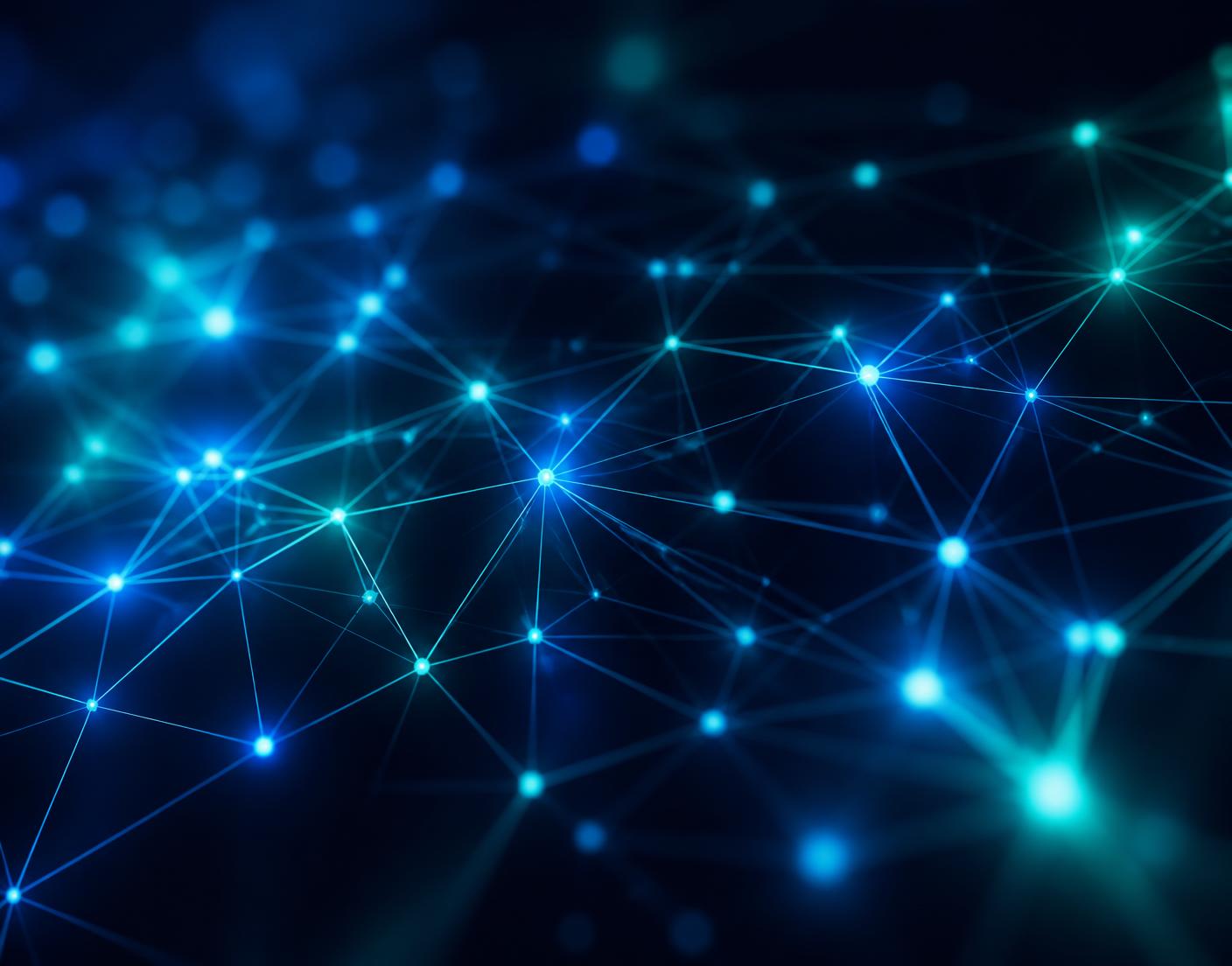 Abstract network of connected nodes representing AI-powered customer communication